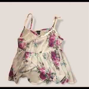 White floral  Sheer Cami